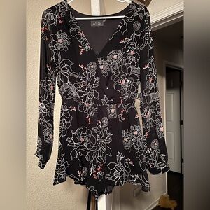 Astr Black Floral Romper Size Small